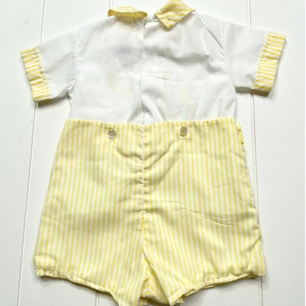 Vintage Jayne Copeland Elephant Romper, Yellow Stripe Jon Jon, 18 Months‎